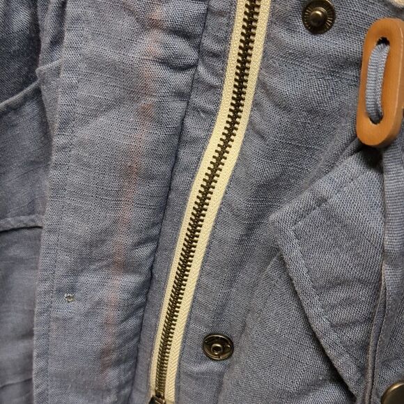 Blu Pepper Two-Tone Cream and Blue Linen Jacket Womens Size Medium - Picture 8 of 10